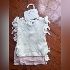 Nicole Miller Cream Tank Top with Light Blue Bow Print